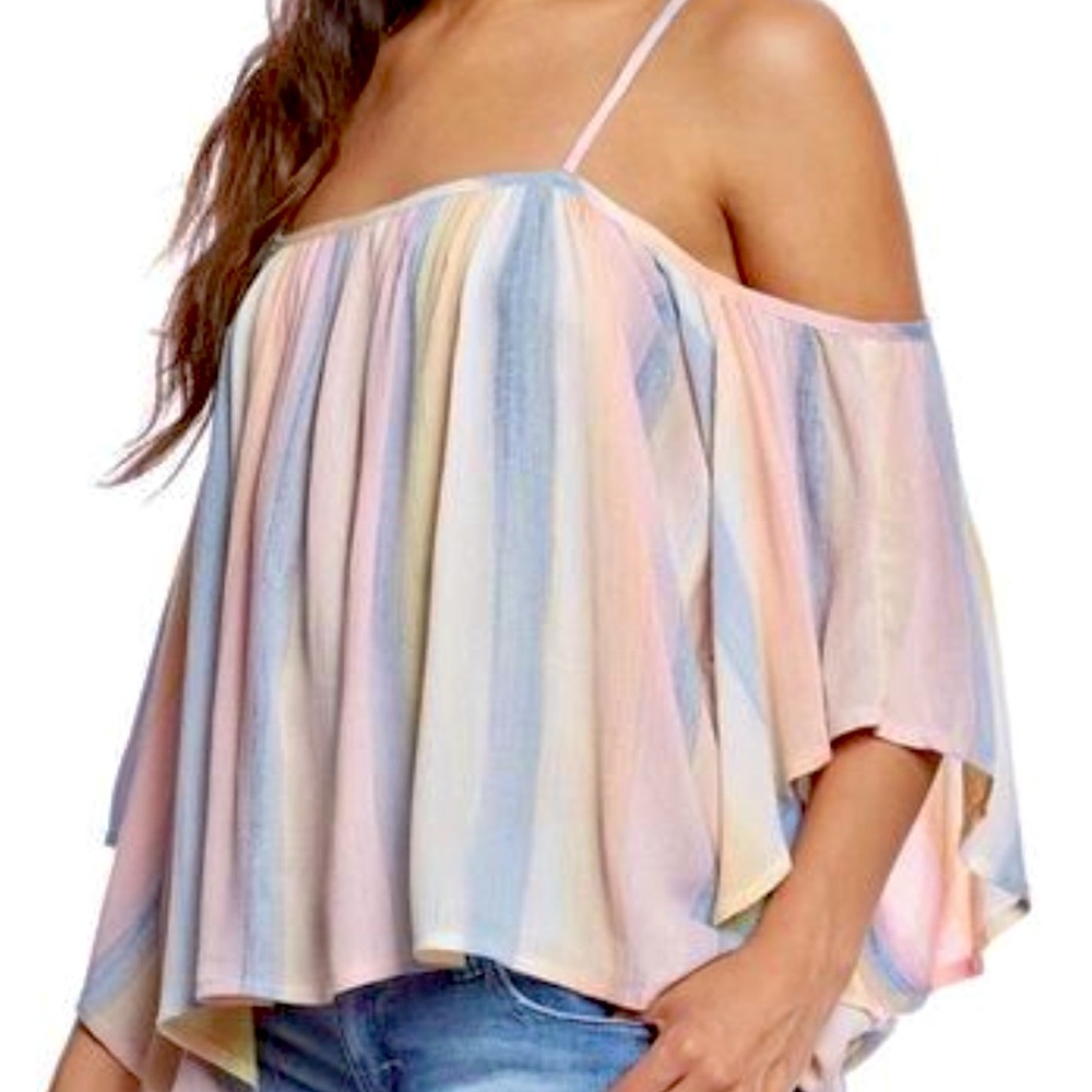 Billabong cold-shoulder flowy top, multicolor, M